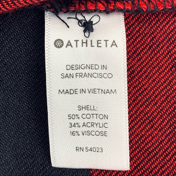 Athleta Red Checkered Print Flannel Button Down Shirt - Picture 8 of 9